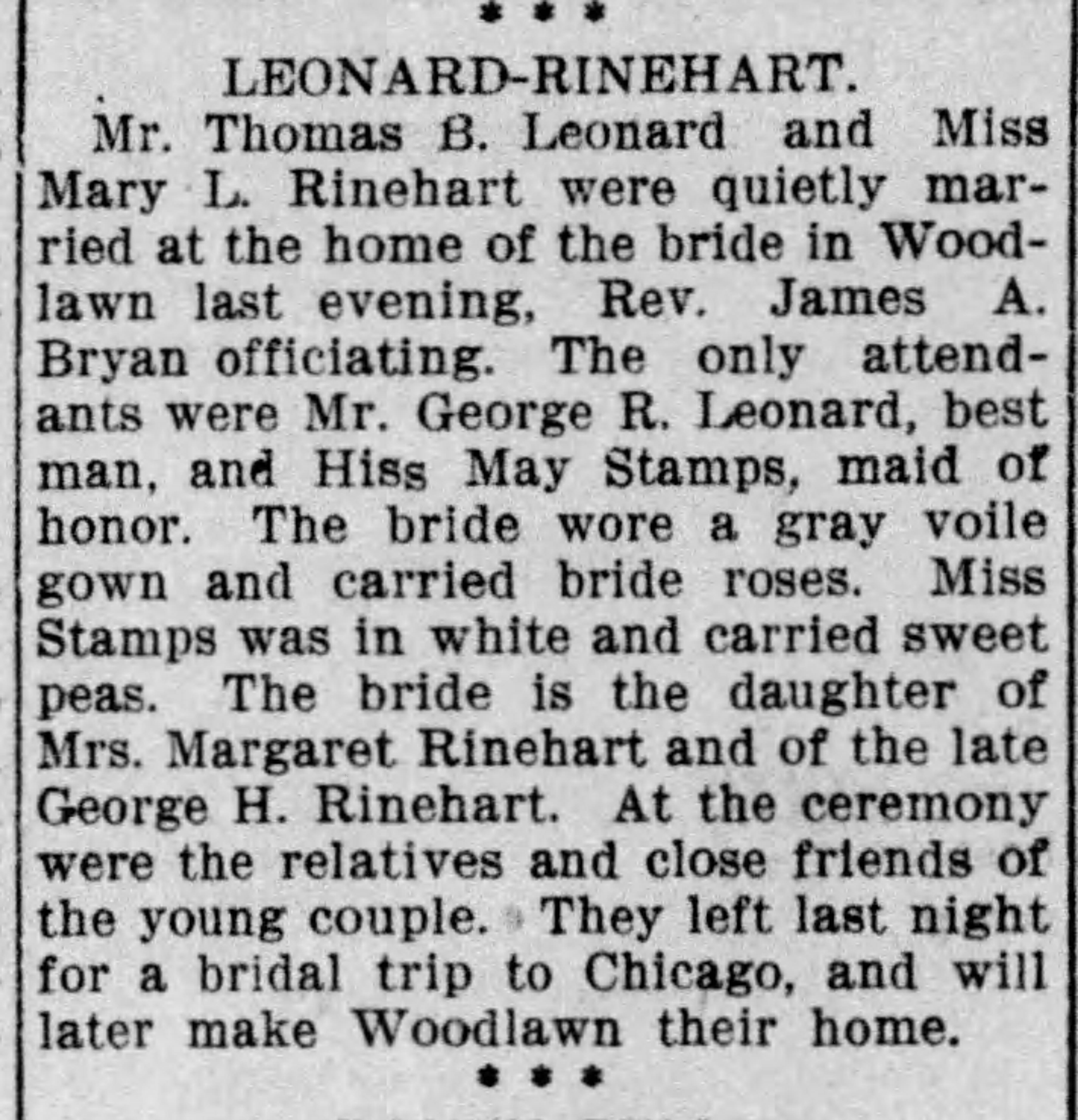 Thomas B. Leonard-Mary L. Rinehart